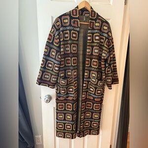 Shannon Passero Boe long cardigan jacket patch quilt size small oversized